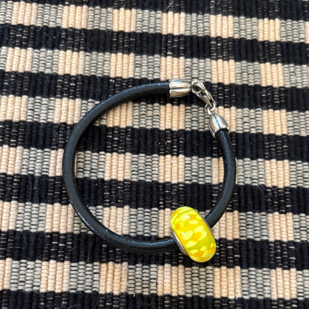 Pandora Black Bracelet with Yellow Charm